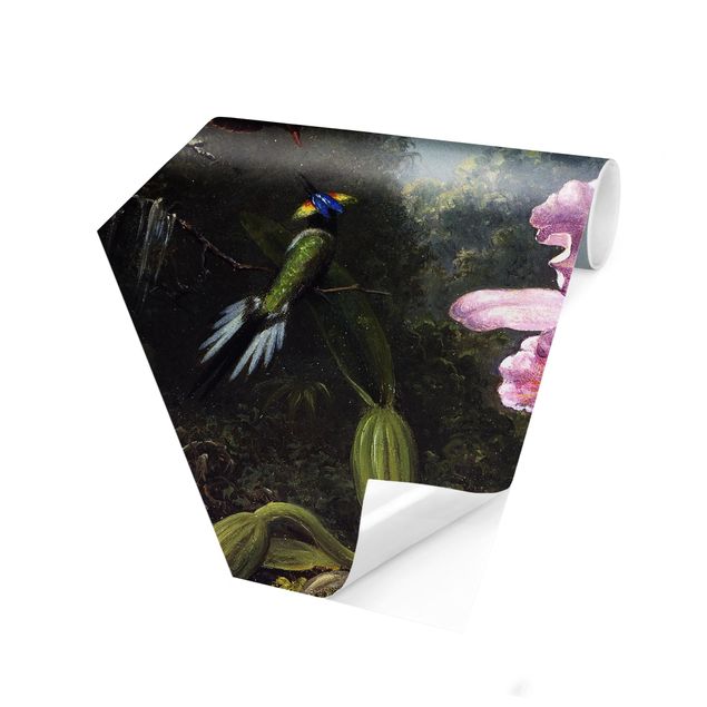 Self-adhesive hexagonal pattern wallpaper - Martin Johnson Heade - Still Life With An Orchid And A Pair Of Hummingbirds