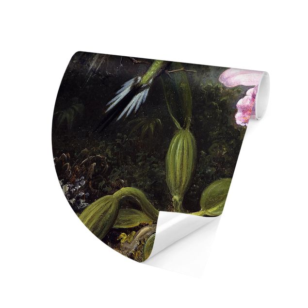 Self-adhesive round wallpaper kitchen - Martin Johnson Heade - Still Life With An Orchid And A Pair Of Hummingbirds