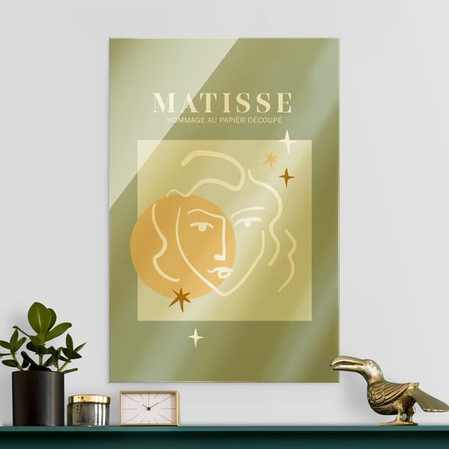 Glass print - Matisse Interpretation - Face And Stars - Portrait format