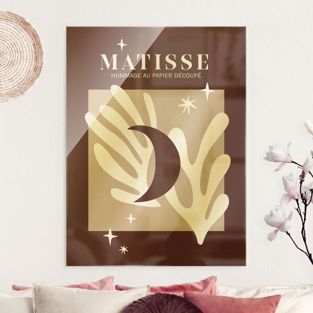 Magnettafel Glas Matisse Interpretation - Moon And Stars Red
