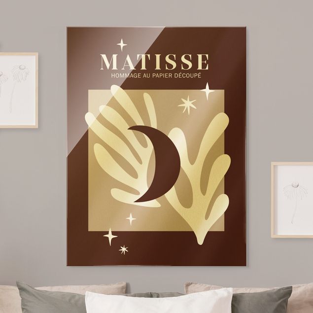 Glass print - Matisse Interpretation - Moon And Stars Red - Portrait format