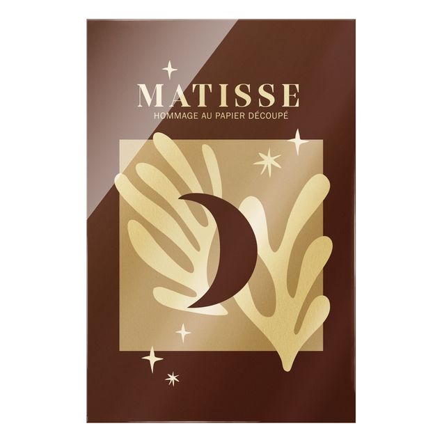Glass print - Matisse Interpretation - Moon And Stars Red - Portrait format