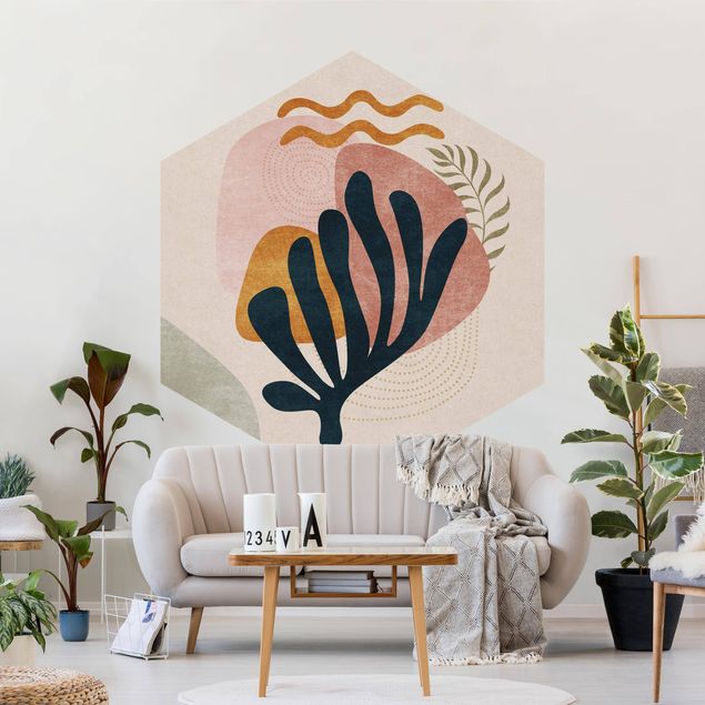 Self-adhesive hexagonal wall mural - Mediterranean Coral