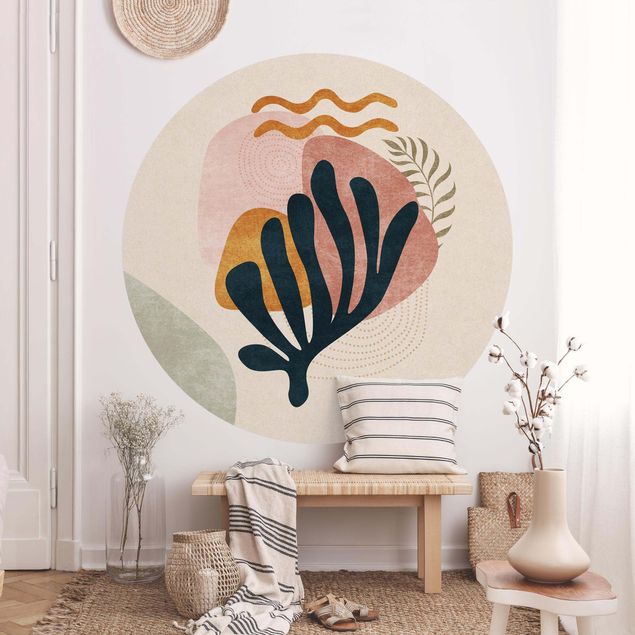 Self-adhesive round wallpaper - Mediterranean Coral