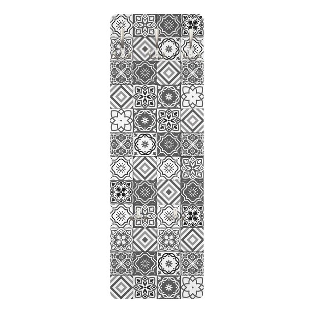 Coat rack patterns - Mediterranean Tile Pattern Grayscale