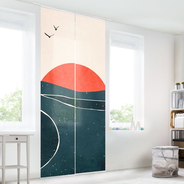 Sliding panel curtain - Ocean In Front Of Red Sun