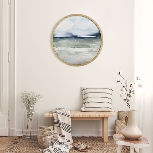 Circular framed print - Ocean Waves I