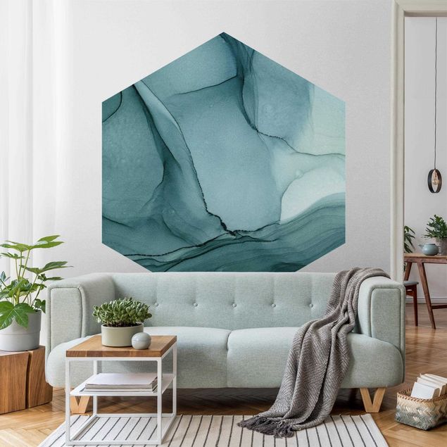 Self-adhesive hexagonal pattern wallpaper - Mottled Blue Spruce