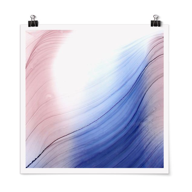 Poster - Mottled Colours Blue With Light Pink
