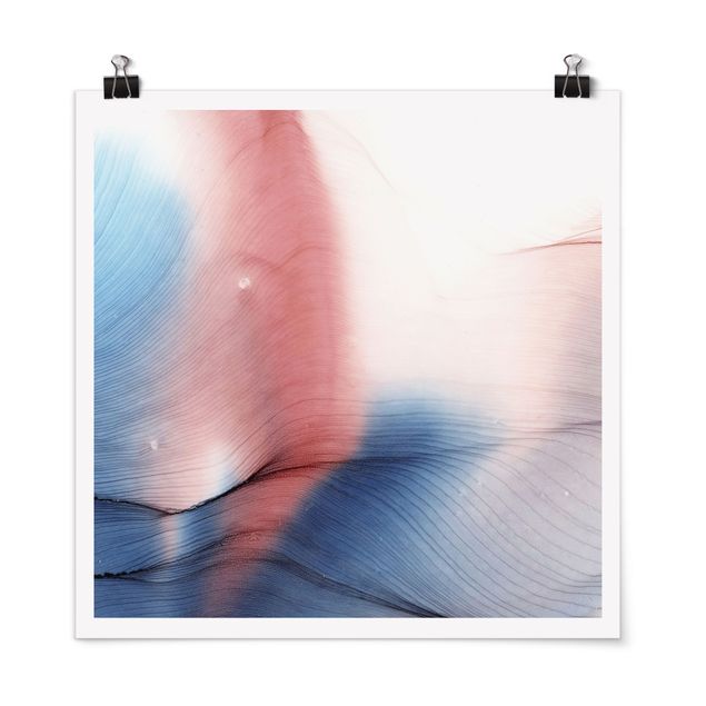 Poster - Mottled Colour Dance In Blue With Red