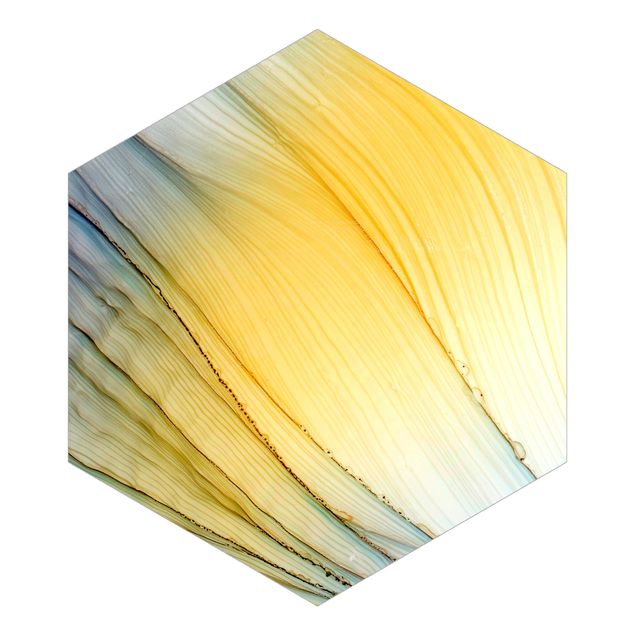 Self-adhesive hexagonal pattern wallpaper - Mottled Colours In Honey Yellow