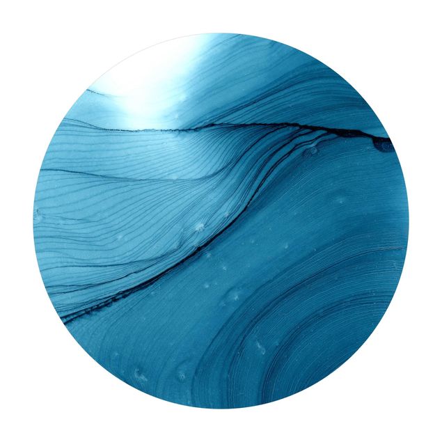 Vinyl Floor Mat round - Mottled Blue