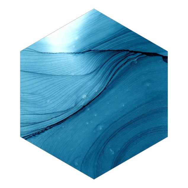 Self-adhesive hexagonal pattern wallpaper - Mottled Blue
