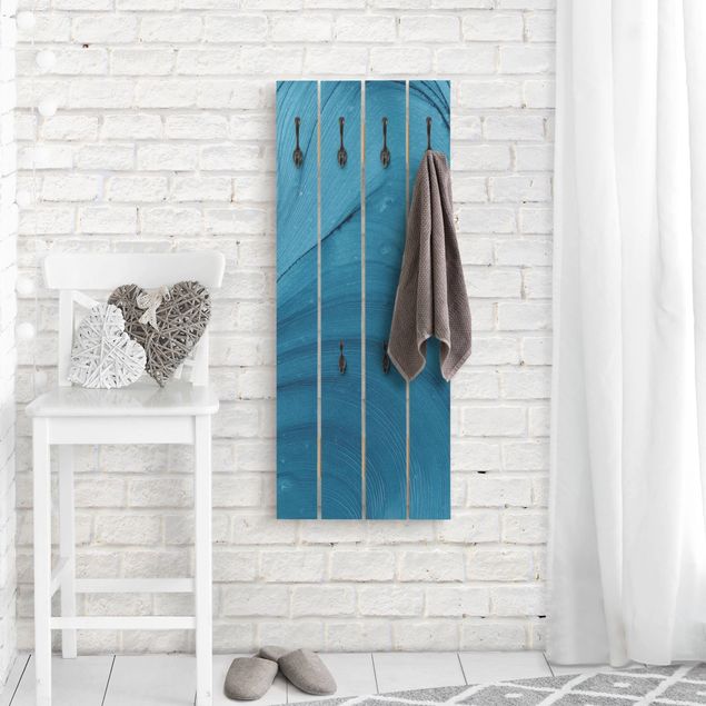 Wooden coat rack - Mottled Blue