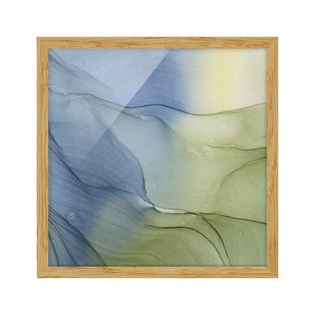 Framed poster - Mottled Bluish Grey With Moss Green