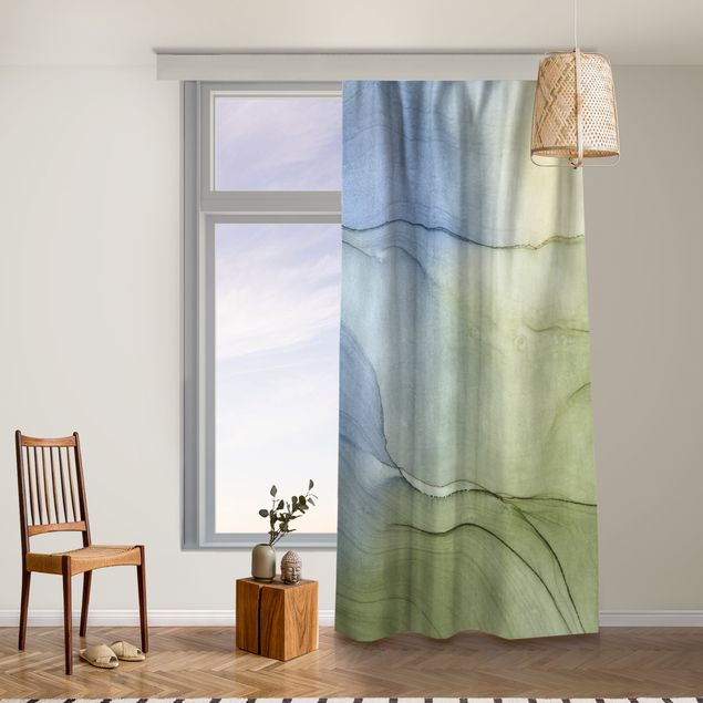 bespoke curtains Mottled Bluish Grey With Moss Green