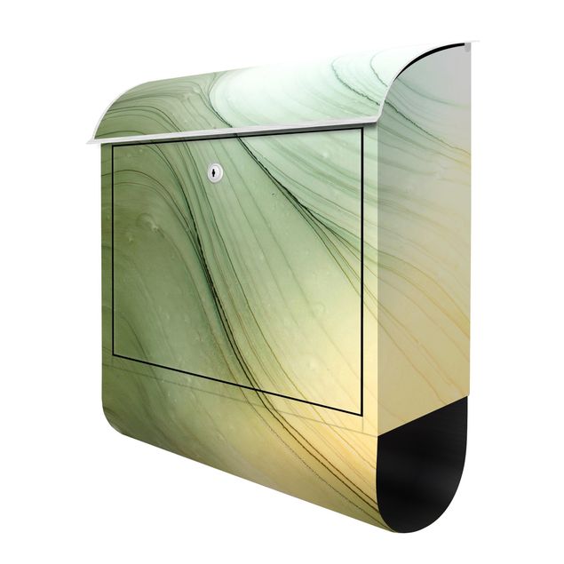 Letterbox - Mottled Green With Honey Yellow