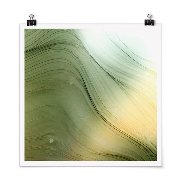 Poster - Mottled Green With Honey Yellow