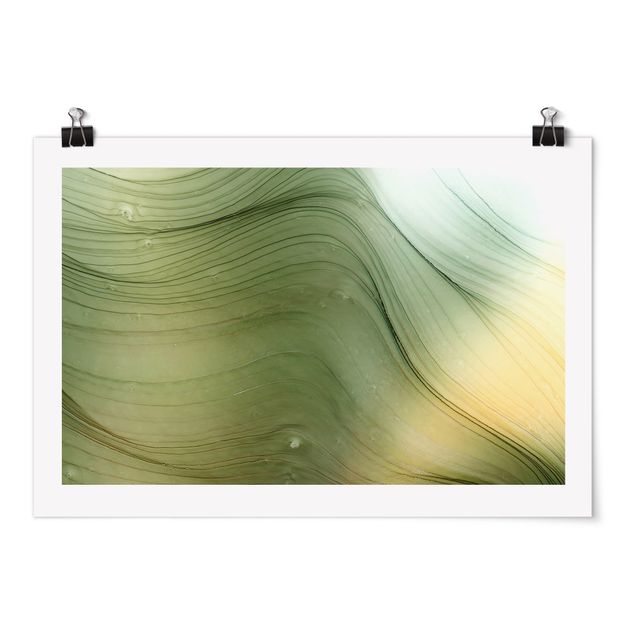 Poster - Mottled Green With Honey Yellow