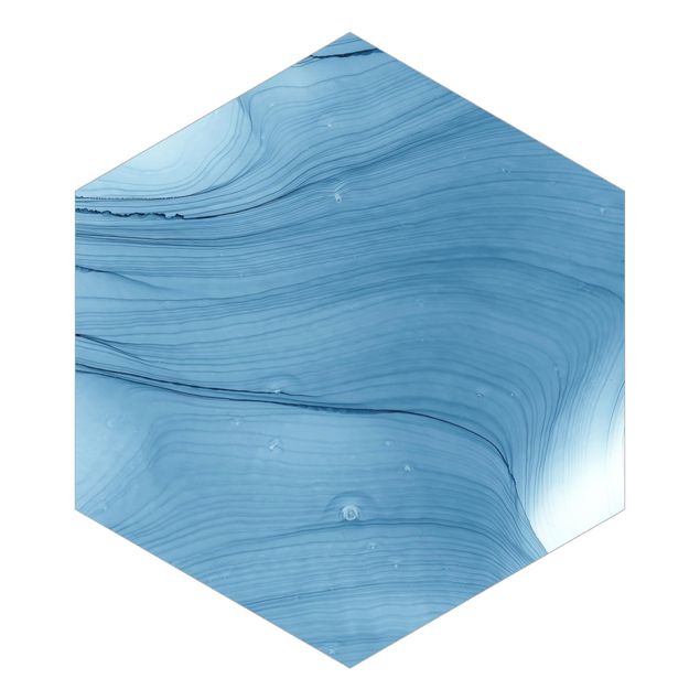 Self-adhesive hexagonal pattern wallpaper - Mottled Mid-Blue