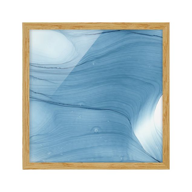 Framed poster - Mottled Mid-Blue
