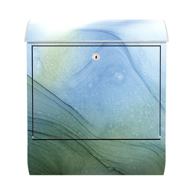 Letterbox - Mottled Moss Green With Blue