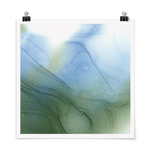 Poster - Mottled Moss Green With Blue