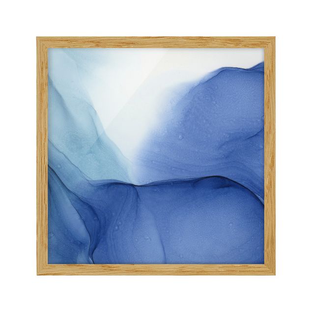 Framed poster - Mottled Ink Blue