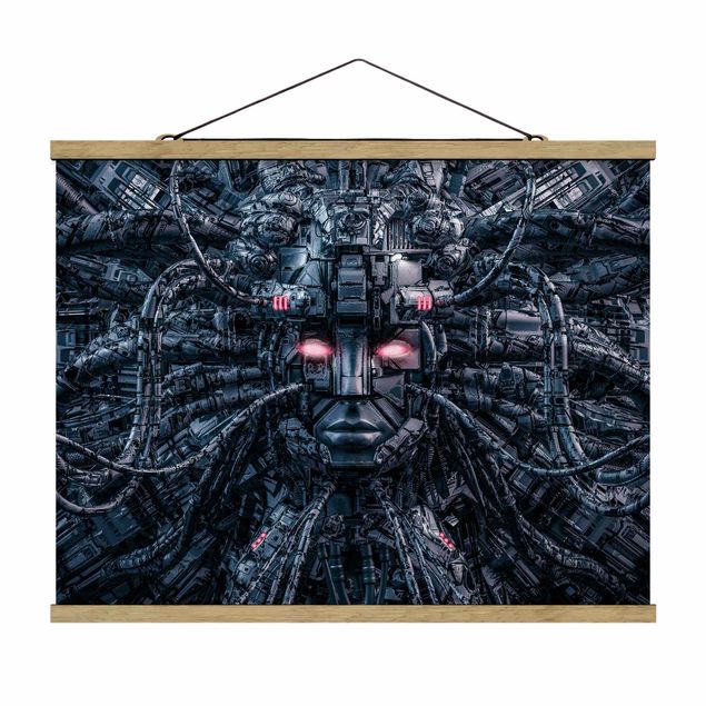 Fabric print with poster hangers - Human Machine