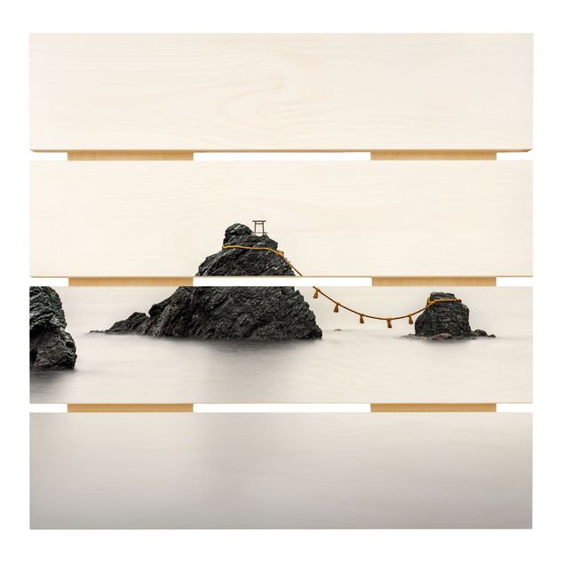 Print on wood - Meoto Iwa -  The Married Couple Rocks