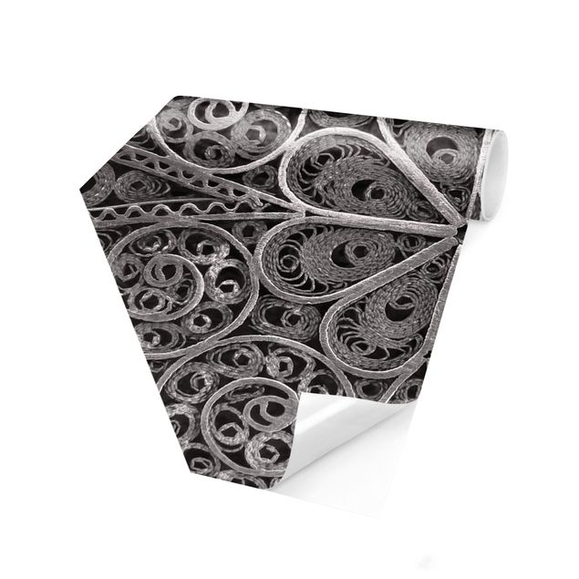 Self-adhesive hexagonal pattern wallpaper - Metal Ornamentation Mandala In Silver