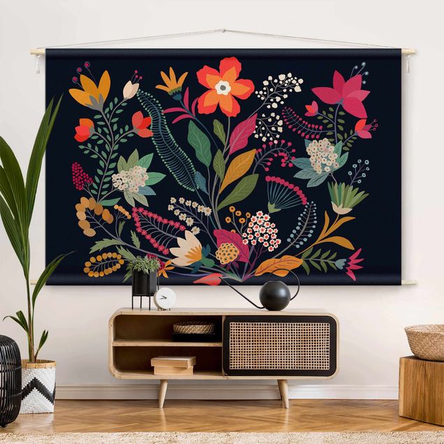 modern tapestry wall hanging Mexican Flowers