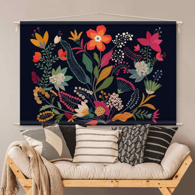 tapestry wall hanging Mexican Flowers