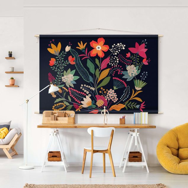 extra large wall tapestry Mexican Flowers