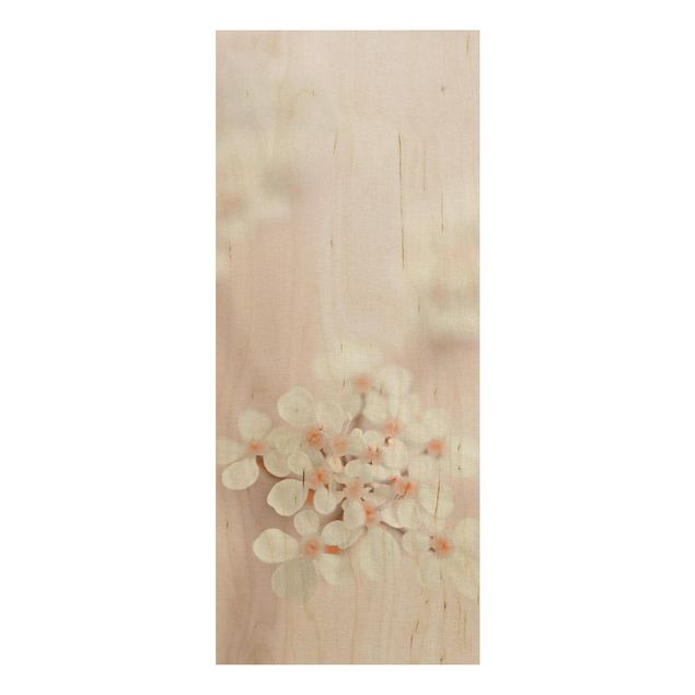 Wood print - Mini Flowers In Pink Light