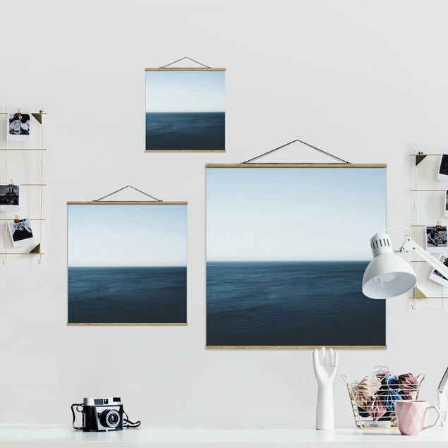 Fabric print with poster hangers - Minimalistic Ocean - Square 1:1