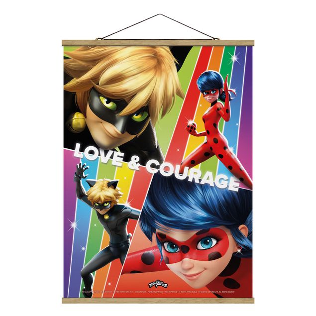 Fabric print with poster hangers - Miraculous Love & Courage - Portrait format 3:4