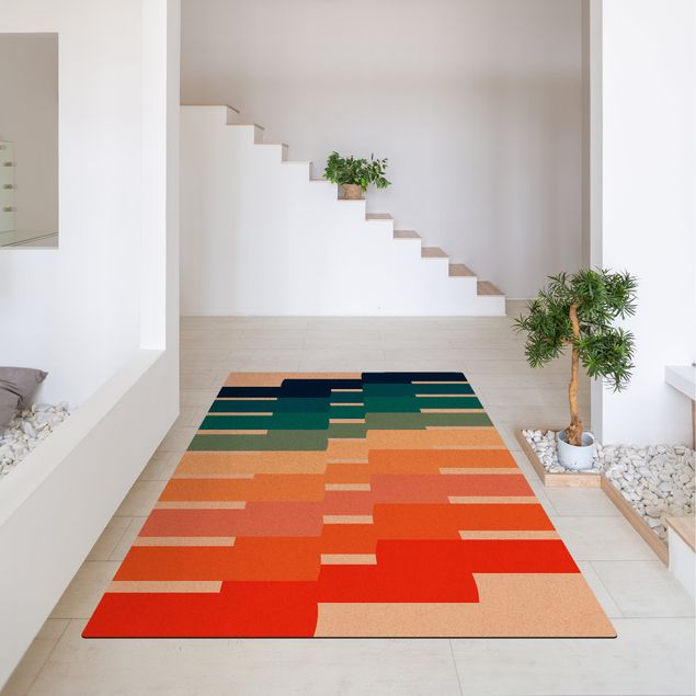 abstract area rug Modern Rainbow Geometry