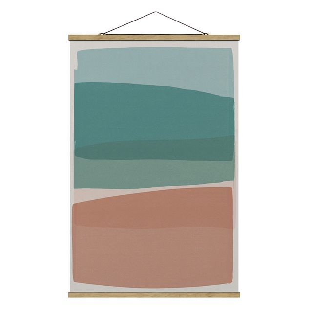 Fabric print with poster hangers - Modern Turquoise And Pink - Portrait format 2:3