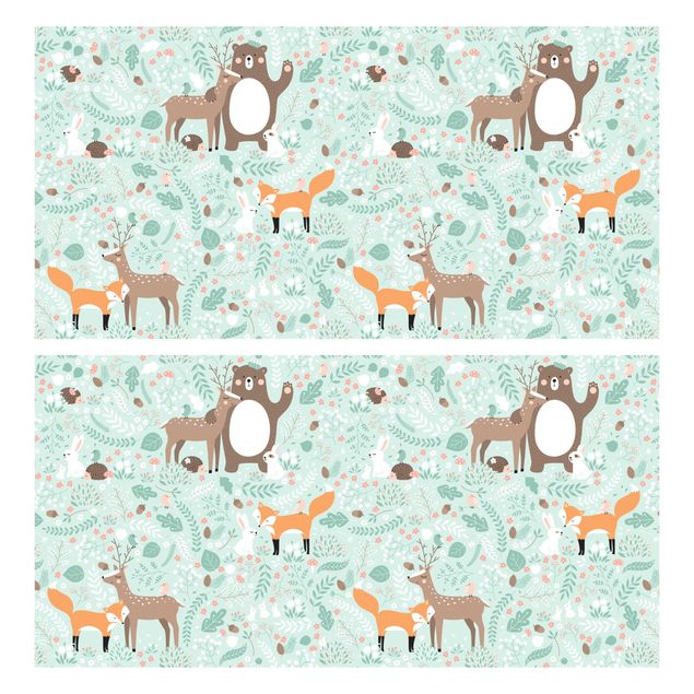 Adhesive film for furniture IKEA - Malm chest of 2x drawers - Kids Pattern Forest Friends With Forest Animals