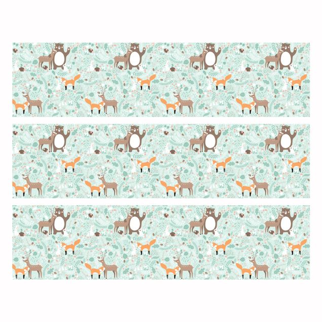 Adhesive film for furniture IKEA - Malm chest of 3x drawers - Kids Pattern Forest Friends With Forest Animals