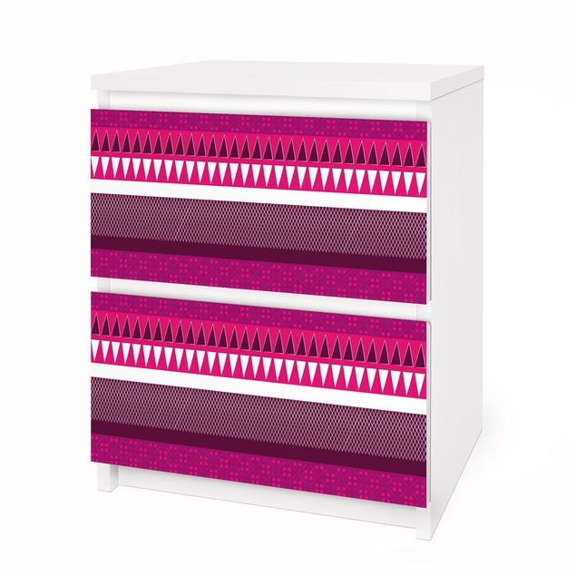 Adhesive film for furniture IKEA - Malm chest of 2x drawers - Pink Ethnomix