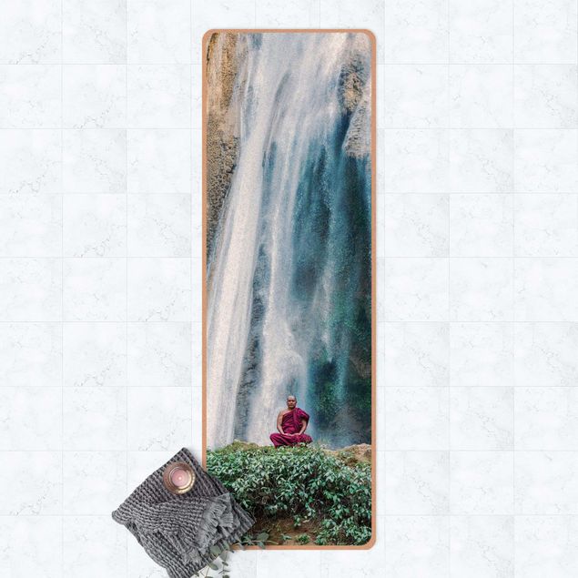 nature mats Monk At Waterfall