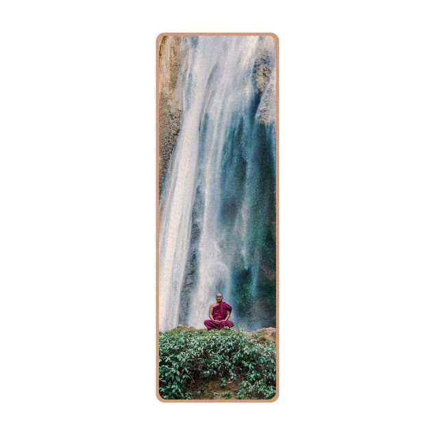 Yoga mat - Monk At Waterfall