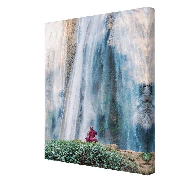Print on canvas - Monk At Waterfall