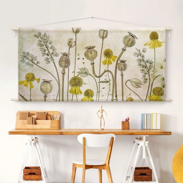 modern tapestry wall hanging Poppy And Helenium