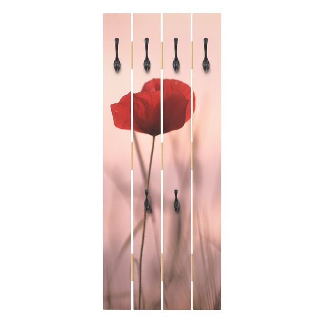 Wooden coat rack - Poppy Flower In Twilight
