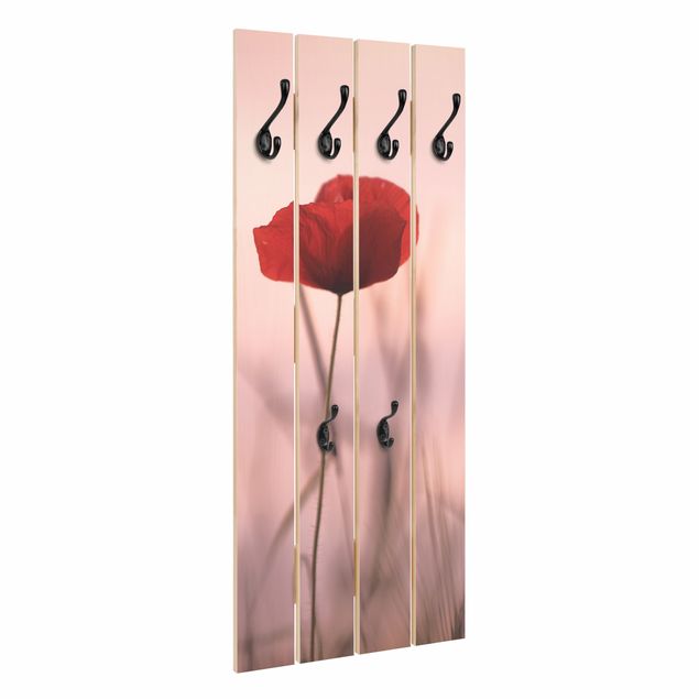 Wooden coat rack - Poppy Flower In Twilight