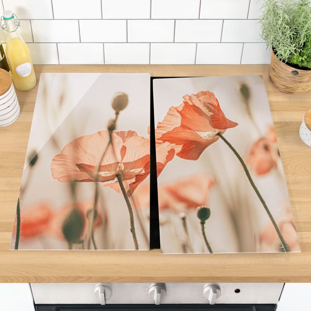 Stove top covers - Poppy Flowers In Summer Breeze