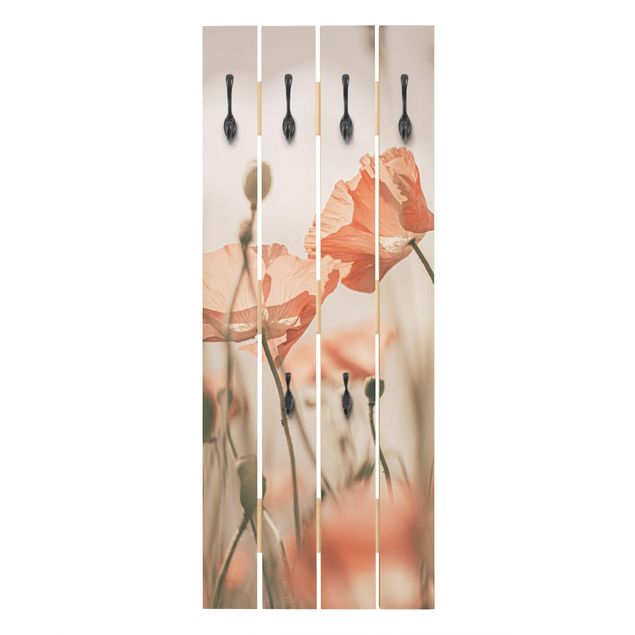Wooden coat rack - Poppy Flowers In Summer Breeze